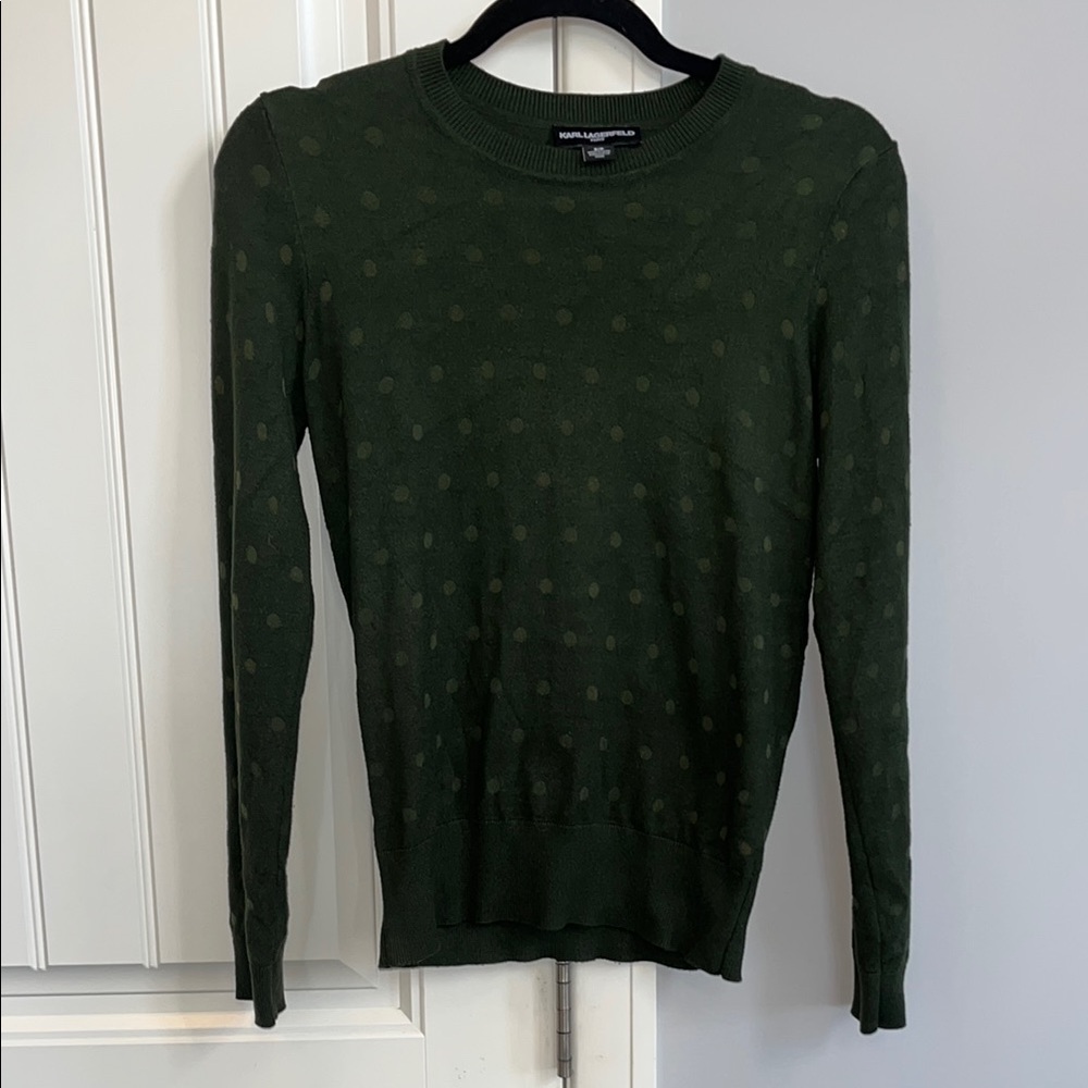 Karl Lagerfeld Moss Green Polka Dot Sweater S/P